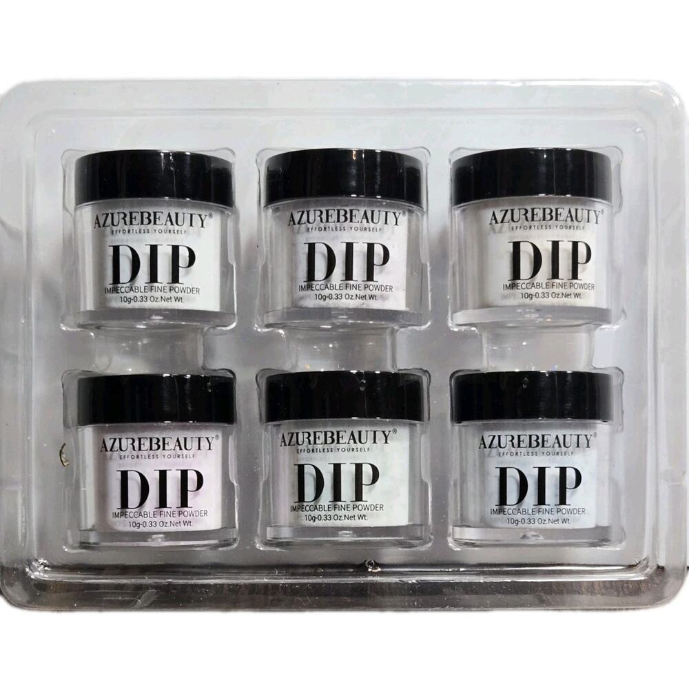 AZUREBEAUTY 6 Dip Powder Nail Set Blue Green Yellow Silver Light Pink Sparkle